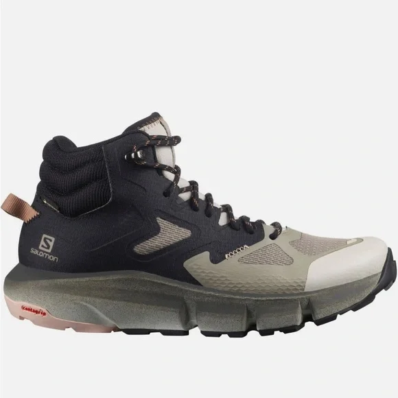 BNWT Salomon Women's Black, Peach and Cream Hiking Shoes Size 7.5 - Picture 3 of 3